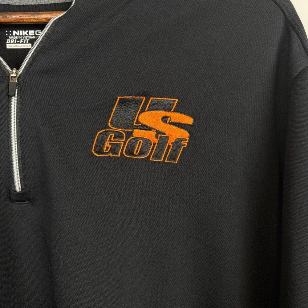 Nike Golf Mens Dri Fit 1/4 Zip Pullover L Black US Golf Embroidery Activewear
